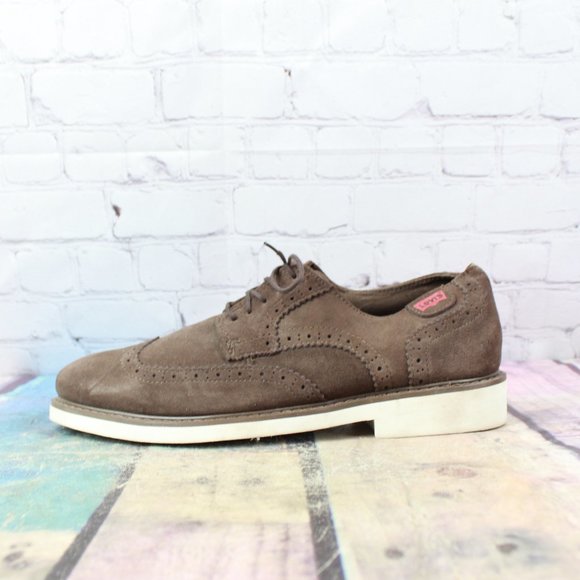 LEVIS Wing Tip Oxfords Brown Suede Casual Shoes Si